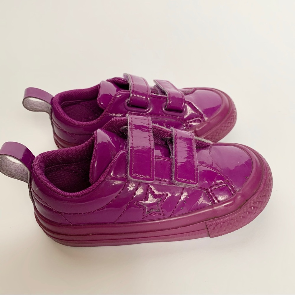 CONVERSE Purple Patent Velcro sneakers